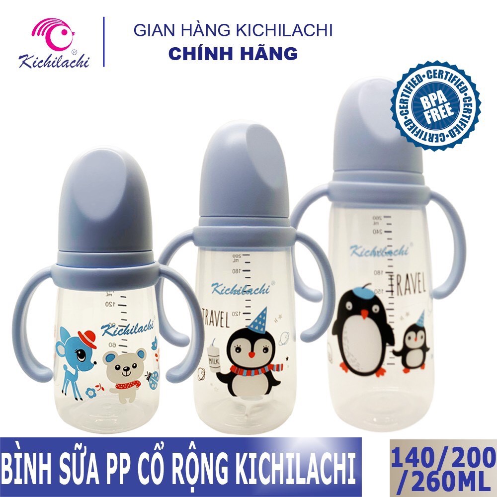 Bình Sữa PP cổ hẹp có quai cầm không BPA an toàn cho Bé 140ml / 200ml / 260ml