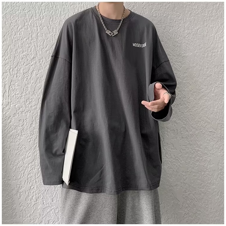 Áo Thun Tay Dài Dáng Rộng In Chữ Phong Cách Hip Hop Đường Phố Hàn Quốc Thời Trang Cho Nam Và Nữ M-5XL