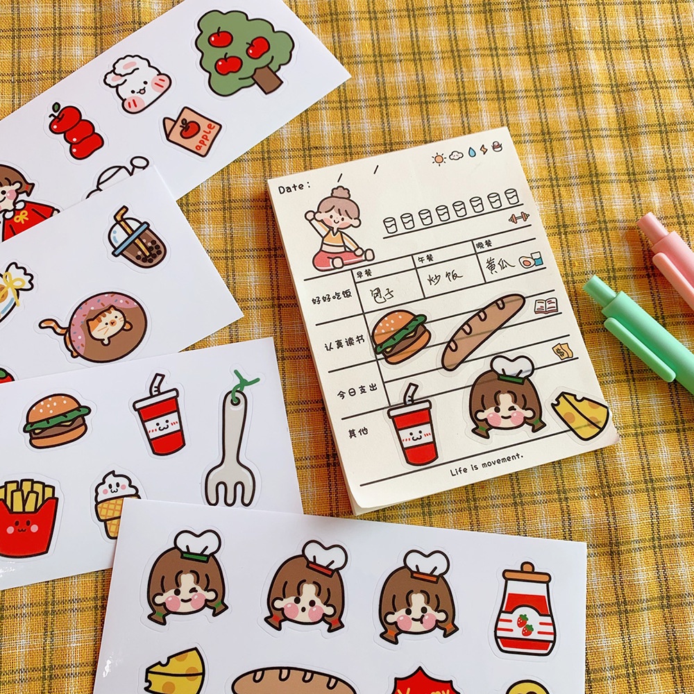 Set 4 tấm hình dán trang trí sổ tay/điện thoại dễ thương