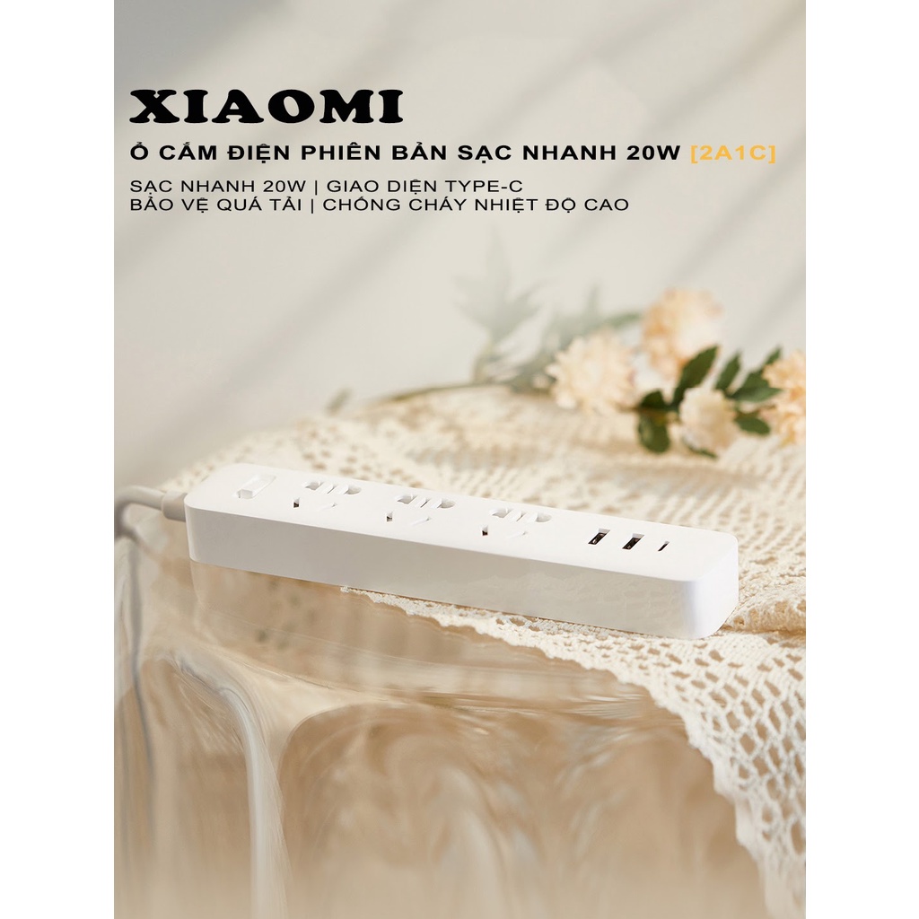 Ổ cắm điện tích hợp sạc nhanh 20W 2A1C Xiaomi XMCXB05QM