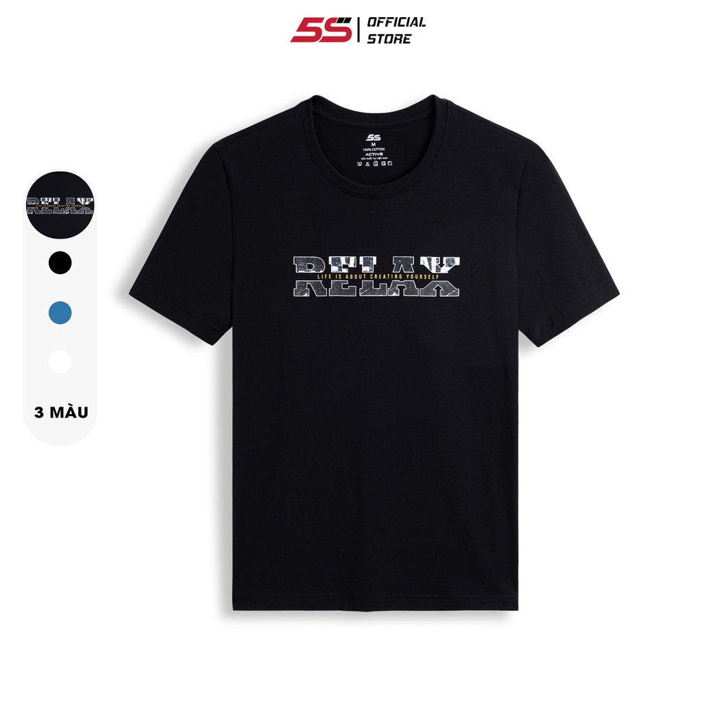 Áo Thun Nam Thiết Kế 5S (3 Màu), Chất Liệu 100% Cotton Cao Cấp, Thấm Hút, Co Giãn Thoải Mái, In Chữ Trẻ Trung (TSO22032)