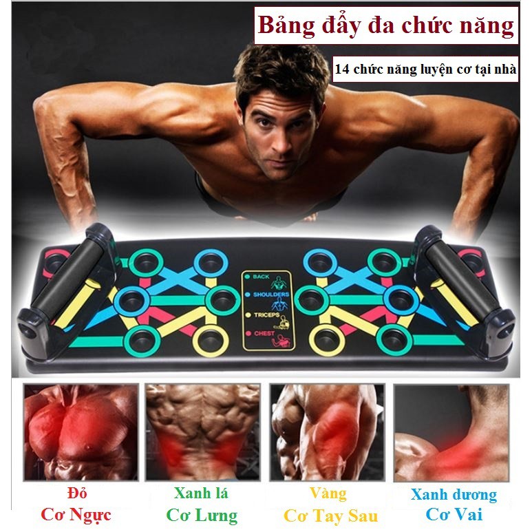 Bộ Dụng Cụ Chống Đẩy – Hít Đất - Đa Dạng Bài Tập – Nhiều Nút 14 in 1