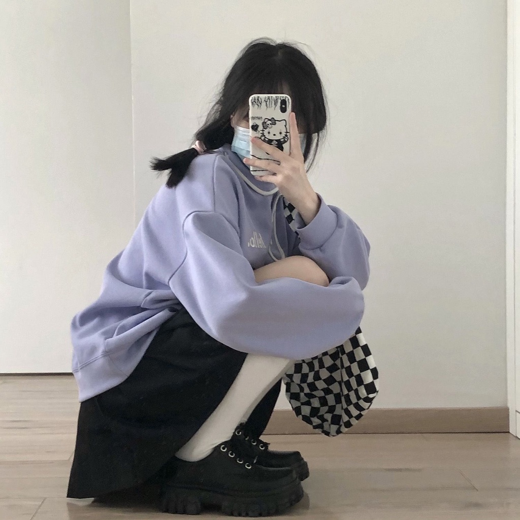 Áo Hoodie Tay Dài Dáng Rộng Thiết Kế Mới Thời Trang Theo Phong Cách Hàn Quốc Cho Nữ