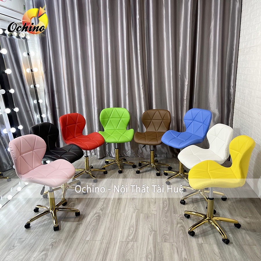 Ghế Trang Điểm Xoay Chân Vàng Sao, Ghế Spa Phun Săm Bọc Da Mẫu Kim Cương Sang Chảnh (Hình Thật Shop Chụp)