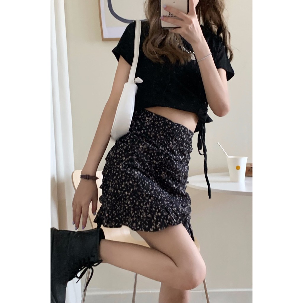 (ORDER) Chân váy hoa nhí cạp cao nhắn nhún dáng A điệu đà cá tính | BigBuy360 - bigbuy360.vn