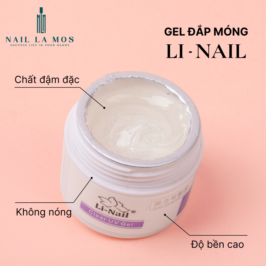 Gel đắp móng Li-nail chính hãng chất đậm đặc không nóng, màu trong suốt