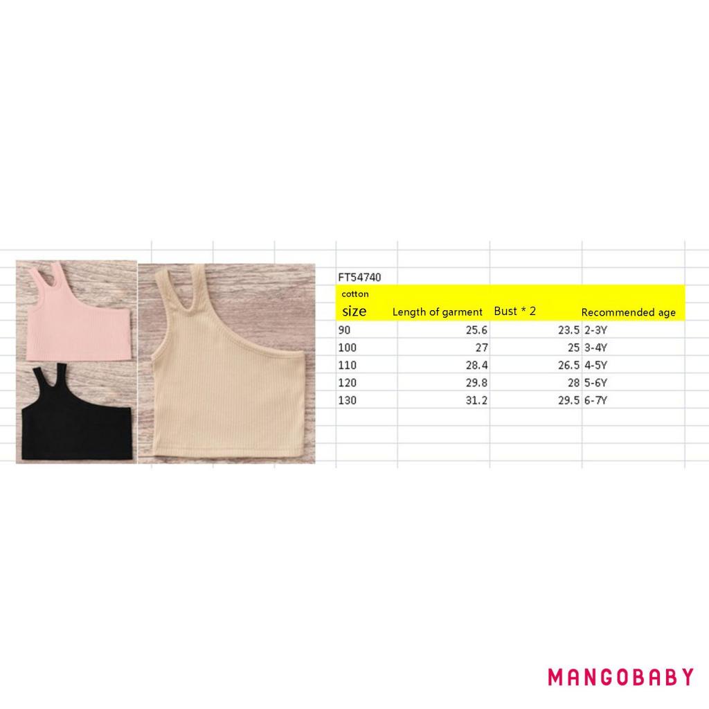 Áo croptop ôm sát không tay hở vai màu trơn cho bé gái