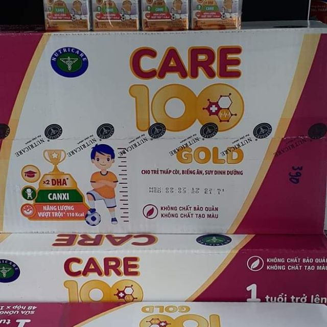 Thùng sữa nước Care 100gold dành cho trẻ nhẹ cân, biếng ăn ,suy dinh dưỡng ( date mới )