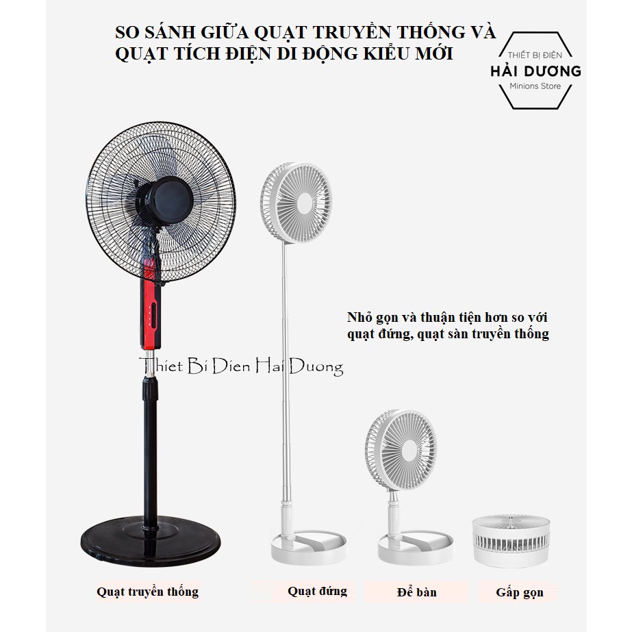 Combo Quạt tích điện di động 3 trong 1 để bàn - quạt sàn - quạt đứng TN134