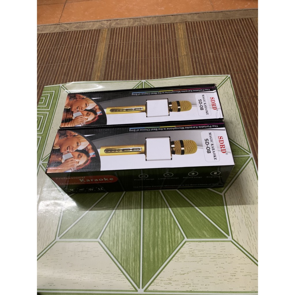 MÍC HÁT KARAOKE KẾT NỐI bluetooth SD-08, mic hát kèm loa không dây hỗ trợ ghi âm thẻ nhớ, usb bảo hành 2 tháng
