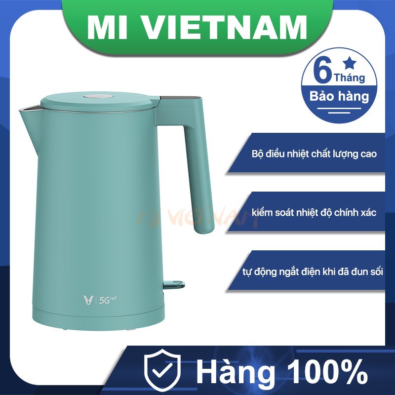 Ấm đun nước siêu tốc điều nhiệt 1.7L Xiaomi Viomi YM-K1705 1800W gia dụng thông minh, tùy chỉnh nhiệt độ sôi