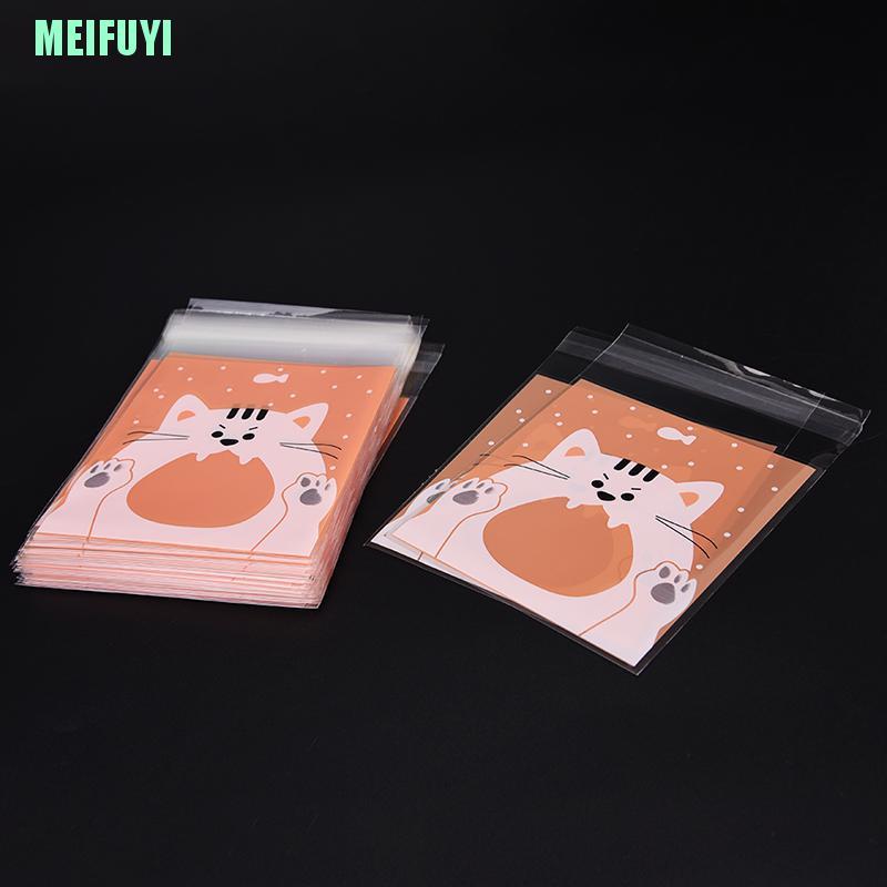 Set 100 Túi Nhựa Đựng Bánh Kẹo In Hình Động Vật Dễ Thương