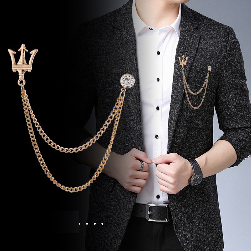 Ghim cài áo Vest nam Lapel Pin thời trang hình Đinh ba có dây cài GH-105 {Phụ kiện Vest Nam - AdamZone}