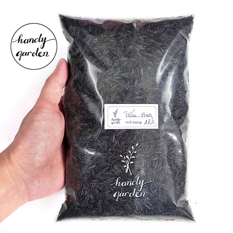 1Lít TRẤU HUN nguyên cánh (nặng khoảng 110g) CARBONIZED RICE HULL biochar than sinh học