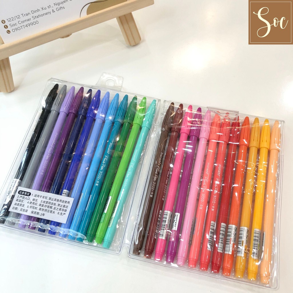 Bộ bút màu Monami Plus Pen 3000 0.3mm 24 màu ( 2 tông màu nóng lạnh)