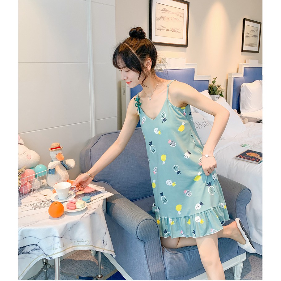 Váy Ngủ Nữ Siêu Xinh Xắn - Đồ Ngủ Mặc Nhà Có Miếng Đệm Mềm Mịn Gợi Cảm VN04 - Tặng Ngay Bịt Mắt Ngủ Cùng Kiểu | BigBuy360 - bigbuy360.vn