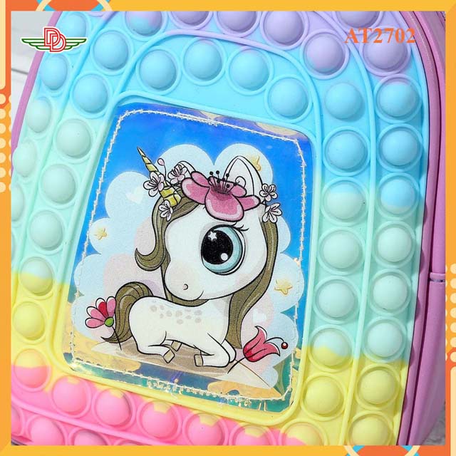 Balo Pop It - Mẫu balo cho bé có họa tiết Unicorn siêu xinh- cao cấp_AT2702