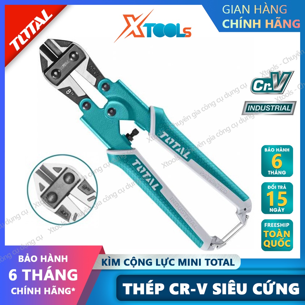 Kìm cộng lực đa năng mini TOTAL THT11386 8&quot; kềm cộng lực mini thép Cr-V chống rỉ siêu cứng cắt sắt kim loại cáp dây điện