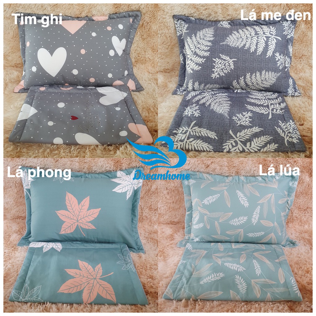 Vỏ gối cotton 100% loại đẹp có lót bông, size 45x65 cm - 1 đôi