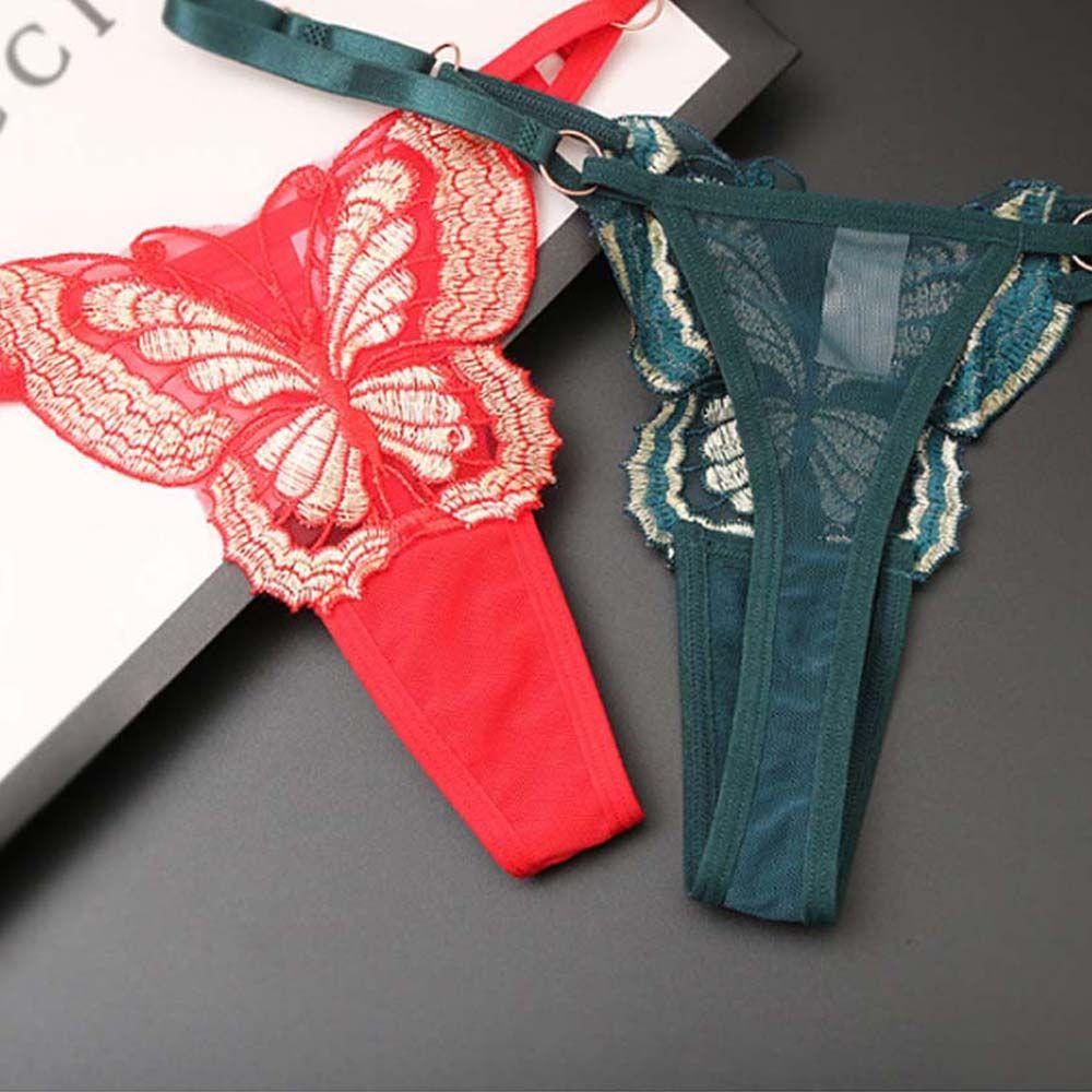 Quần Lót Lọt Khe Thêu Hình Bướm Phối Ren Quyến Rũ Cho Nữ