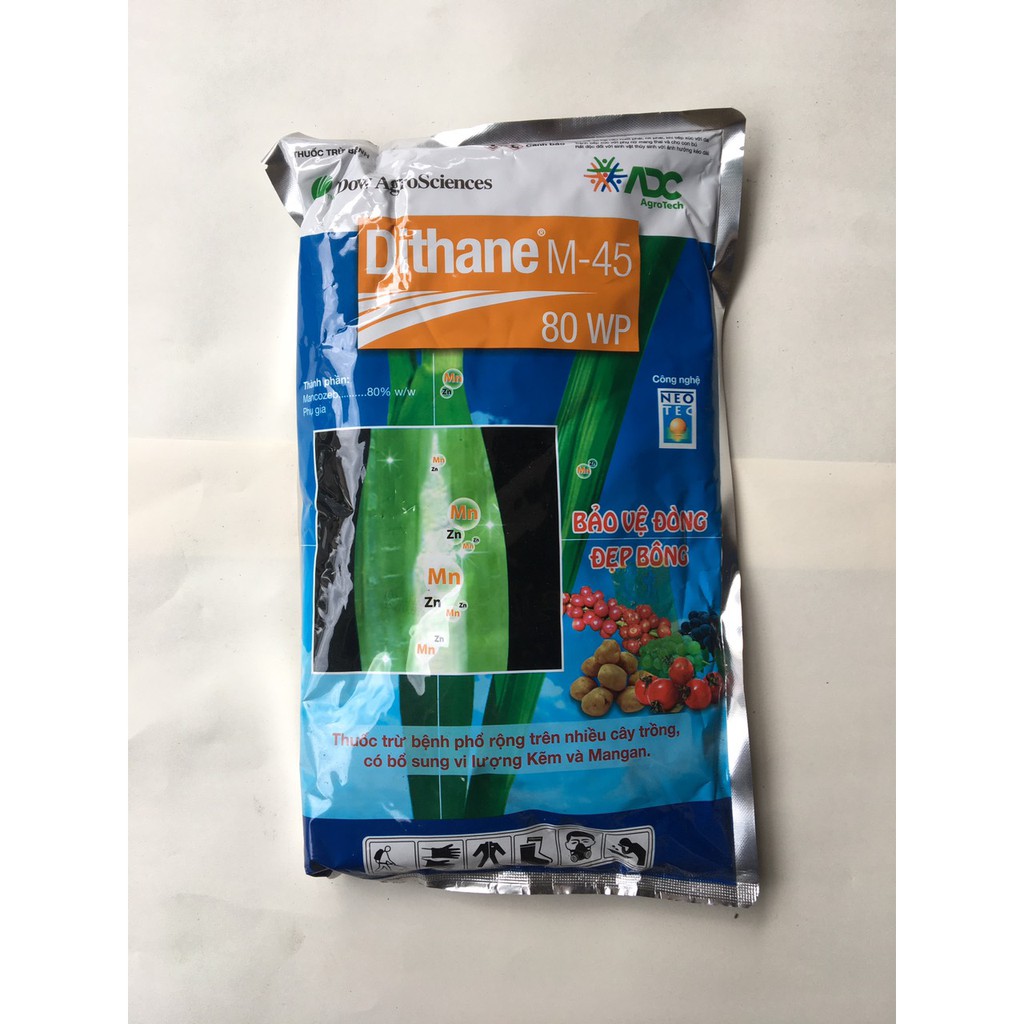 Dithane M45 80WP 1kg , Trừ bệnh phổ rộng trên nhiều cây trồng, có bổ sung vi lượng Kẽm và Mangan Công nghệ Neo-Tec