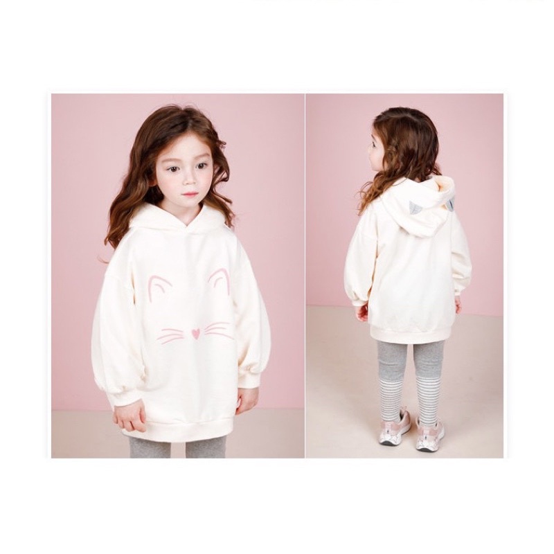 Set áo nỉ mũ legging bé gái siêu xinh size 100-150