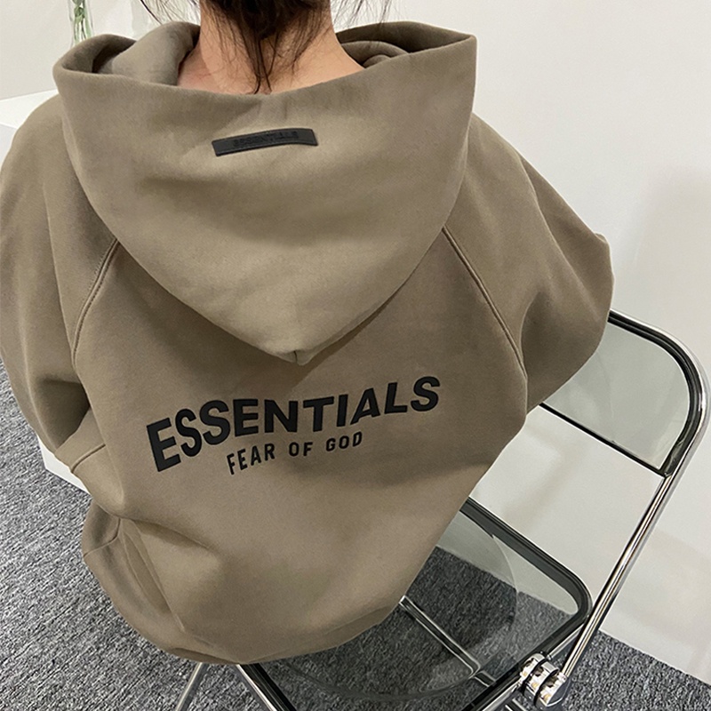 Áo hoodie đôi in chữ FOG Fear OF GOD Essentials 21S 3D thời trang