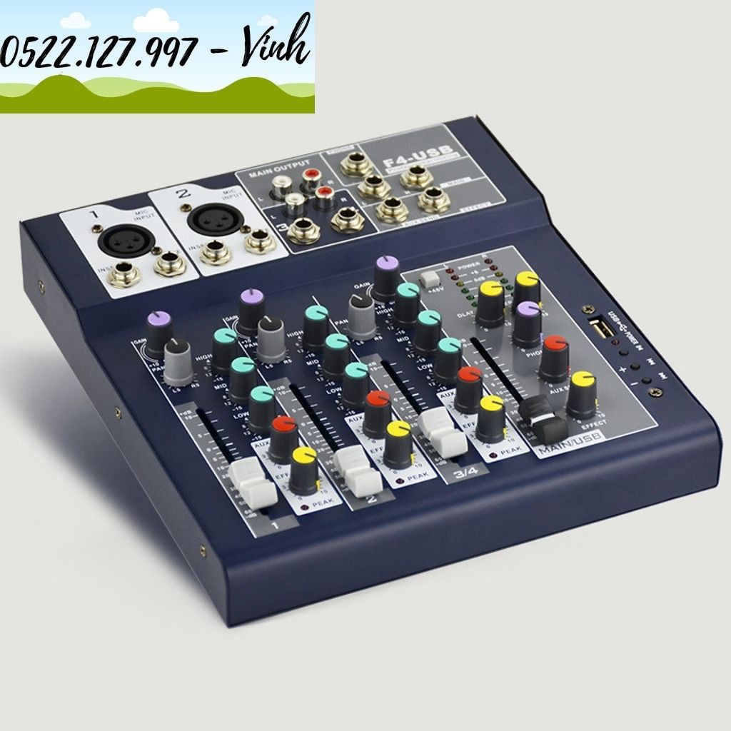 Mixer Yamaha F4 Bluetooth - Thiết Bị Livestream 2023 - màu đen nhám - Gia Khang Electronics