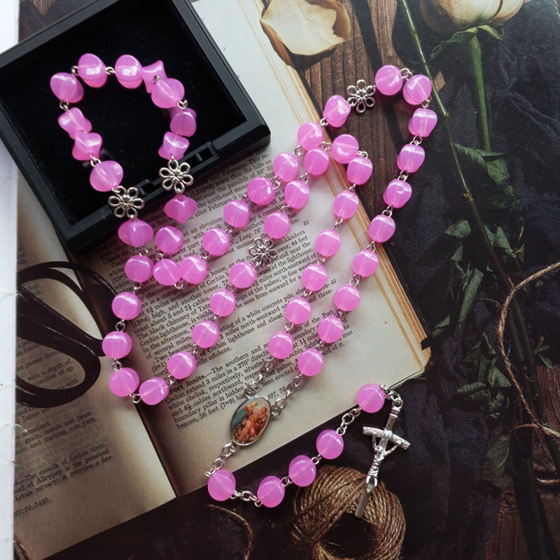 Chuỗi Hạt Đeo Cổ Bằng Thủy Tinh Hình Chữ Thập Thời Trang