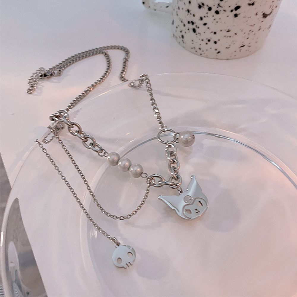 Vòng Cổ Choker Mặt Hình Đầu Lâu Đính Hạt Ngọc Trai Phong Cách Hàn Quốc Thời Trang Cho Nữ