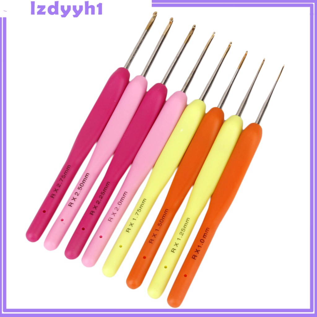 Set 8 Kim Móc Len Đầu Nhựa 1mm-2.75mm Nhiều Màu Sắc