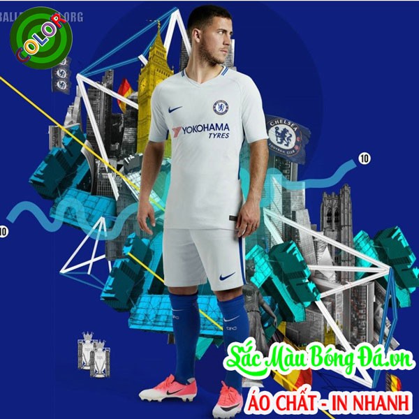 QUẦN ÁO BÓNG ĐÁ CHELSEA MÀU TRẮNG ĐẸP 2018