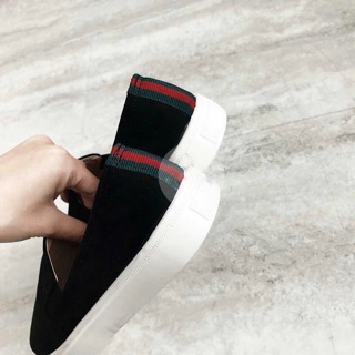 ( ảnh thật ) Slip on da lộn kẻ gót