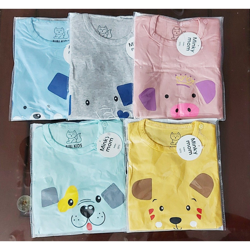 Bộ quần áo cộc tay BIBIKIDS hình thú chất thun lạnh cực mát cho bé từ 0-18 tháng
