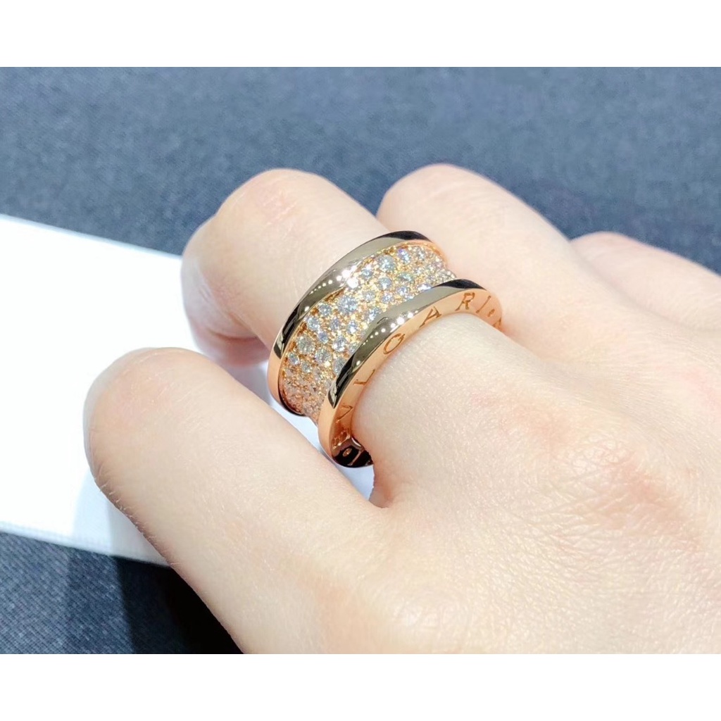 2023 Nhẫn lò xo vàng hồng nạm kim cương