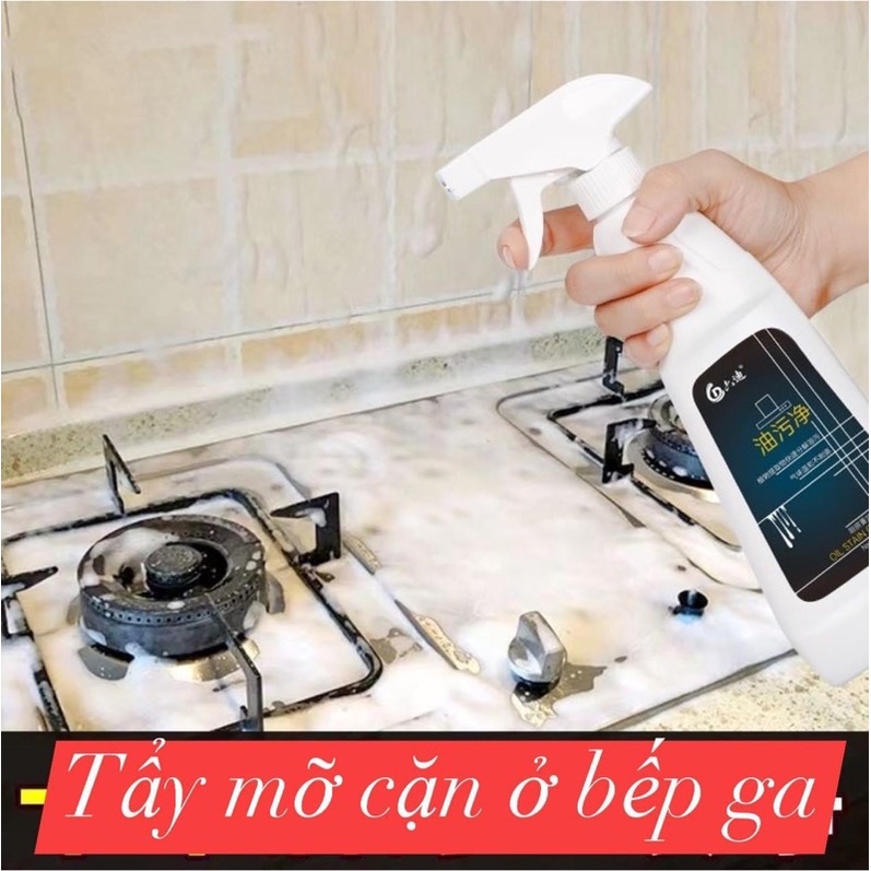 Nước Xịt Tẩy Dầu Mỡ Trên Bếp, Tẩy Dầu Mỡ Máy Hút Mùi Chai 500ML - Cáo Đeo Nơ