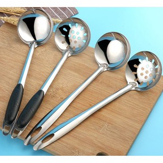 Muôi múc canh và muôi thủng inox cán nhựa đẹp Hàng Nội Địa Trung