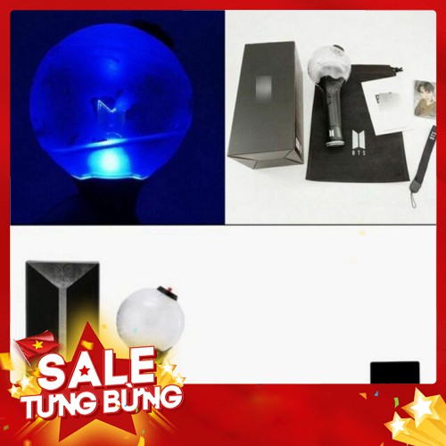 Chuyendokpop Lightstick BTS bomb ver 3 BTS có kết nối Bluetooth đổi màu Unoff phong cách hàn quốc, idol tặng ảnh CẢM ƠN 