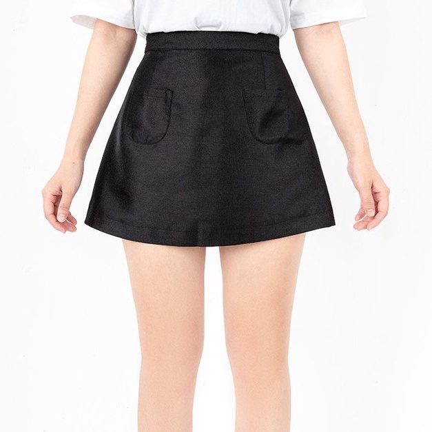 Chân váy tafta chữ A 2 túi trước đen tingoan sài gòn BADDIE SKIRT/BL