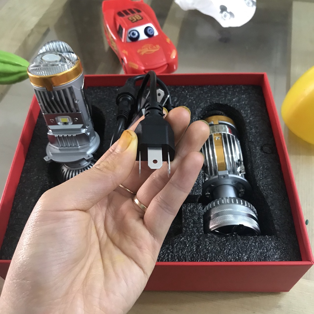 Bi led mini AES Projector Lens mắt ếch chân H4 cho ô tô- hàng cao cấp