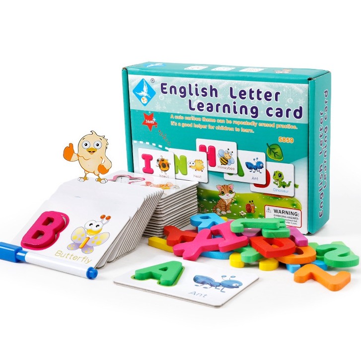 Jabi Toys - Bộ Thẻ Flash Card Gỗ Học Chữ Cái Tiếng Anh Cho Bé