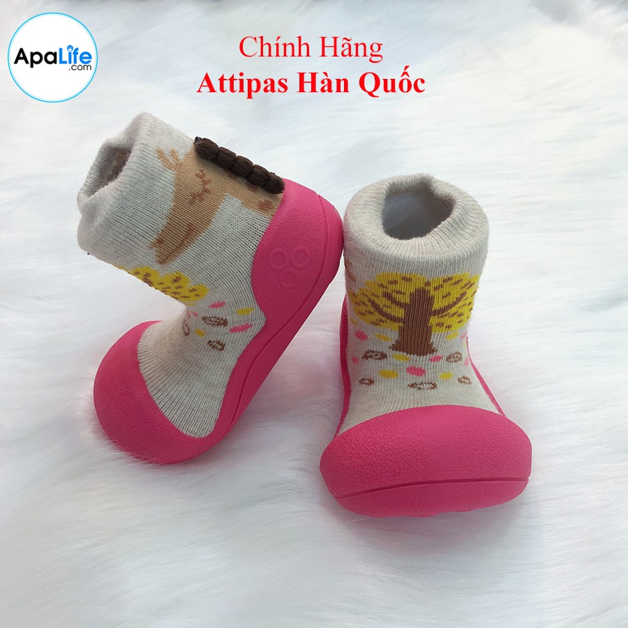 Giày tập đi Attipas Giraffe Fuchsia -AT053 nhập Hàn Quốc - cho bé trai /bé gái từ 3 - 24 tháng: đế mềm & chống trơn