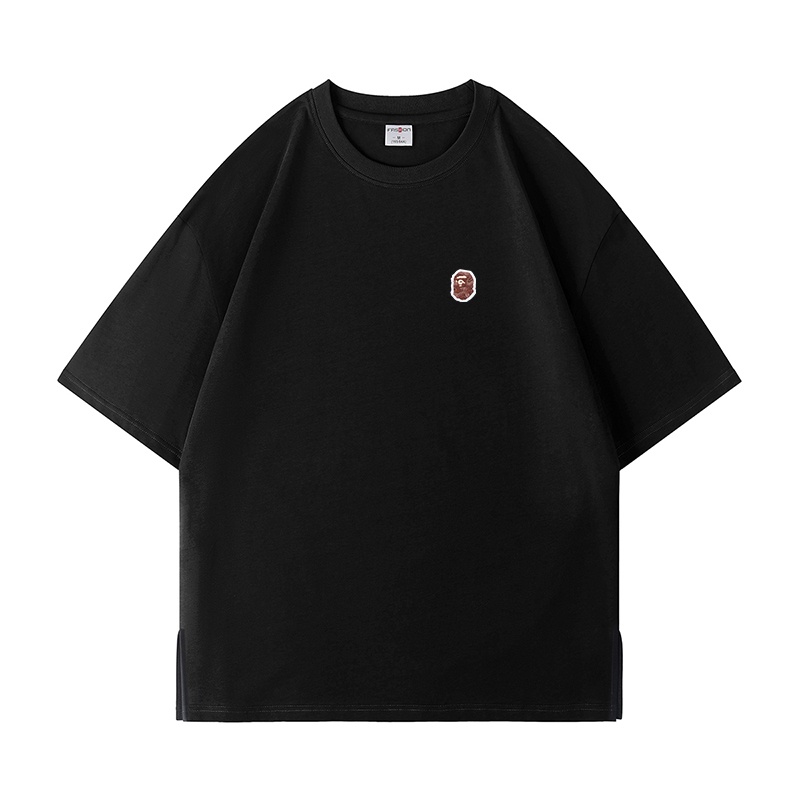 Áo Thun Tay Ngắn Dáng Rộng Màu Trơn In Logo Bape Thời Trang Mùa Hè Cho Nam