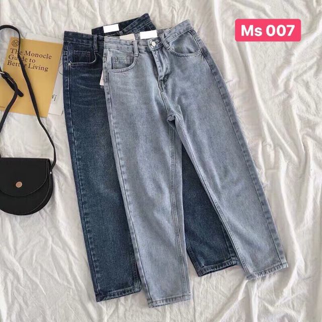 Quần baggy jean Suông nữ trơn Cao Cấp 2 Màu Đâm Nhạt 🍒 Freeship Hình Thật Trải Sàn