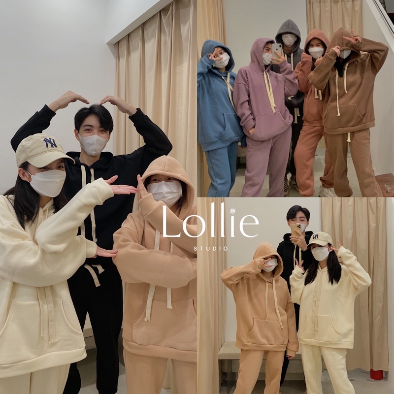 Set nỉ hoodie trơn có dây SET86 LOLLIE STUDIO