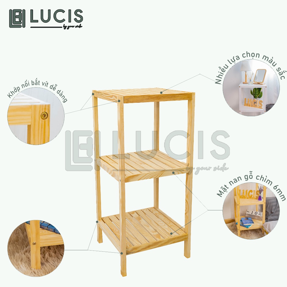 Kệ gỗ vuông để đồ đa năng 3 tầng LUCIS để cây cảnh trang trí phòng khách