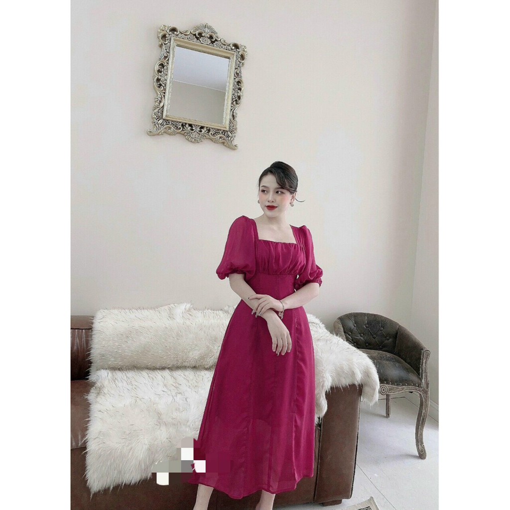 Đầm nữ tiểu thư chiffon xếp ly 2 lớp | BigBuy360 - bigbuy360.vn