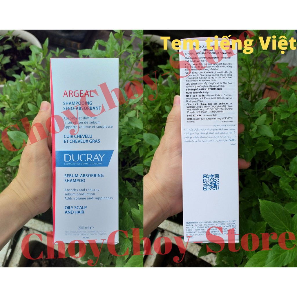 [TEM CTY] DUCRAY Argeal Shampoo 200ml -  Dầu Gội Đầu Dạng Kem Kiểm Soát Nhờn