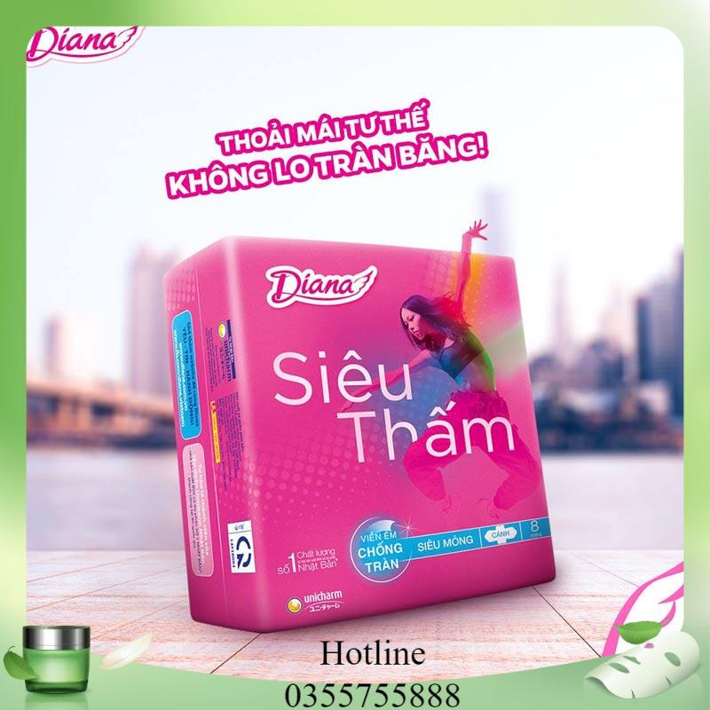Lốc 6 Gói Băng Vệ Diana siêu mỏng cánh (8 Miếng/Gói).