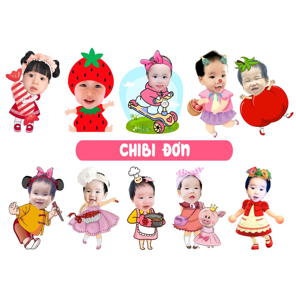 [CHIBI_BÉ_GÁI] ⚡️Flash Sale⚡️Chibi Bé gái thiết kế trang trí tiệc sinh nhật, thôi nôi ⚡️Free thiết kế theo chủ đề⚡️